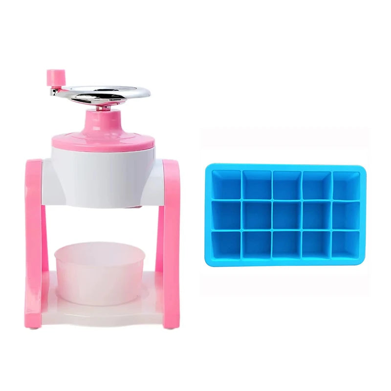 Hand Crank Ice Shaver Machine - Snow Cone Crusher & Slushy