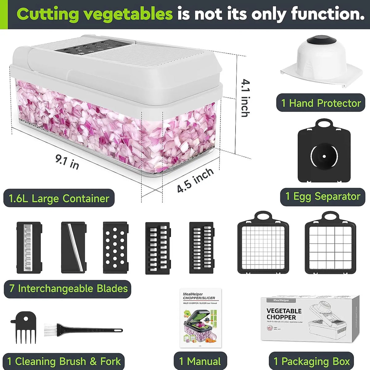 15-in-1 Vegetable Chopper, 7 Blade Veggie Chopper