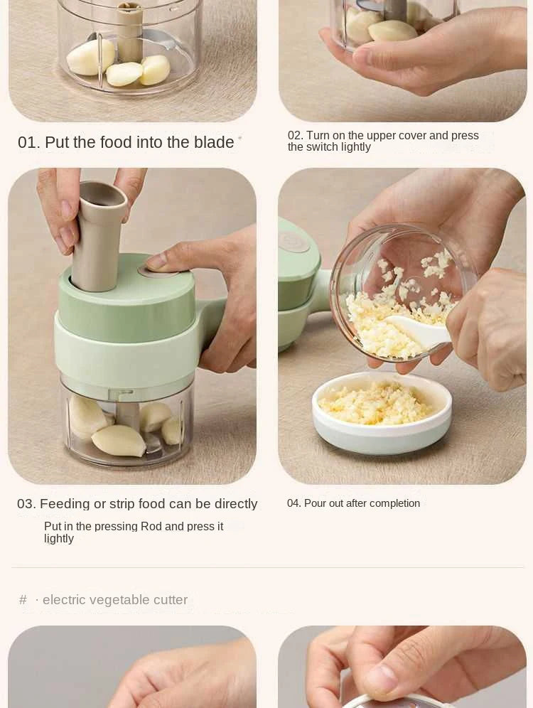 4in1 Handheld Electric Vegetable Cutter Set Wireless
