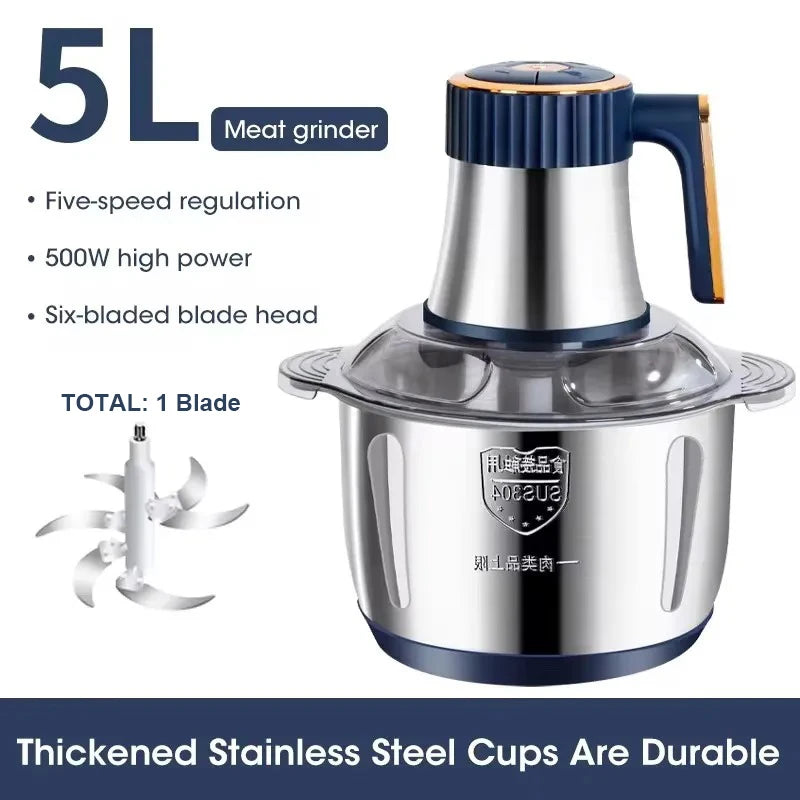 Electric Meat Grinder 5L Stainless Steel Meat Mincer