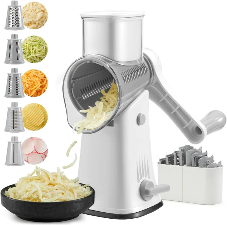 5 in 1 Rotary Cheese Grater Shredder Kitchen Mandoline Chopper