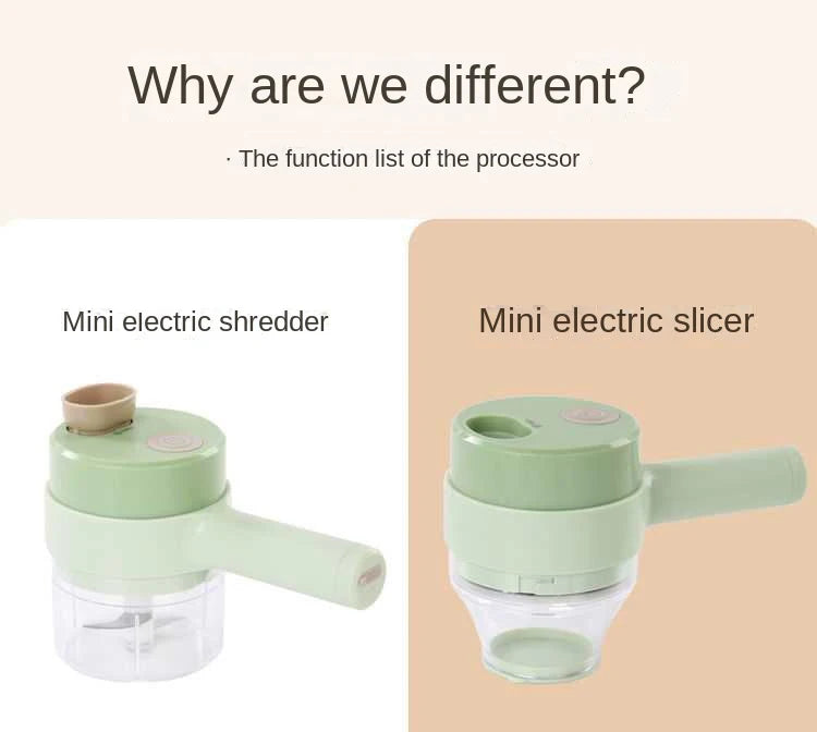 4in1 Handheld Electric Vegetable Cutter Set Wireless