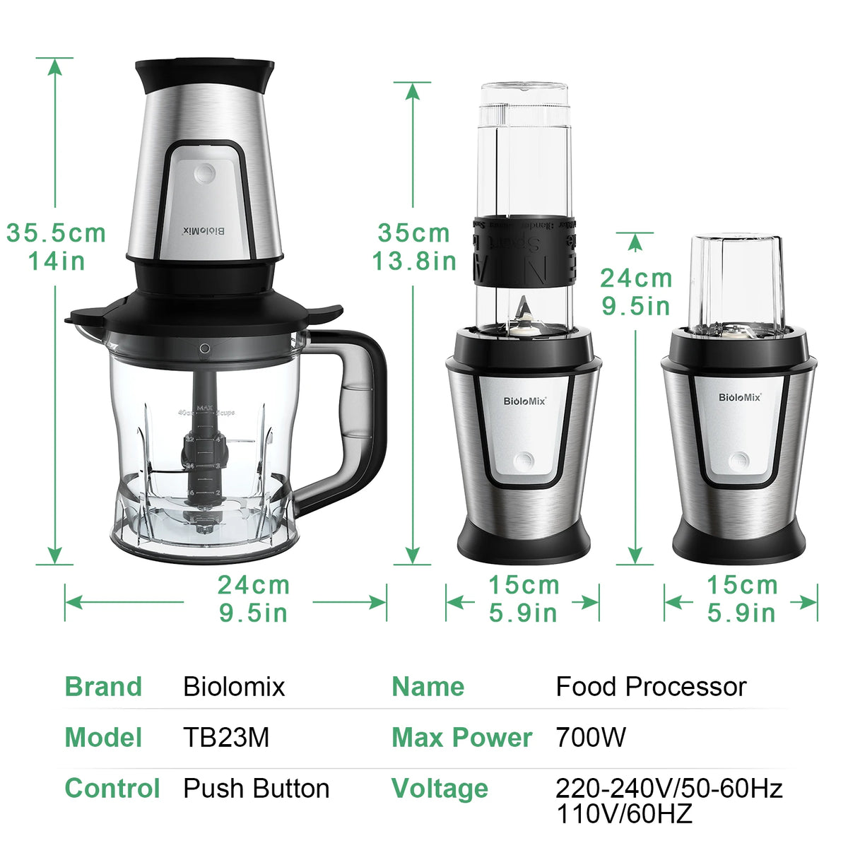 3-in-1 Multifunctional Food Processor 700W Portable Juicer Blender