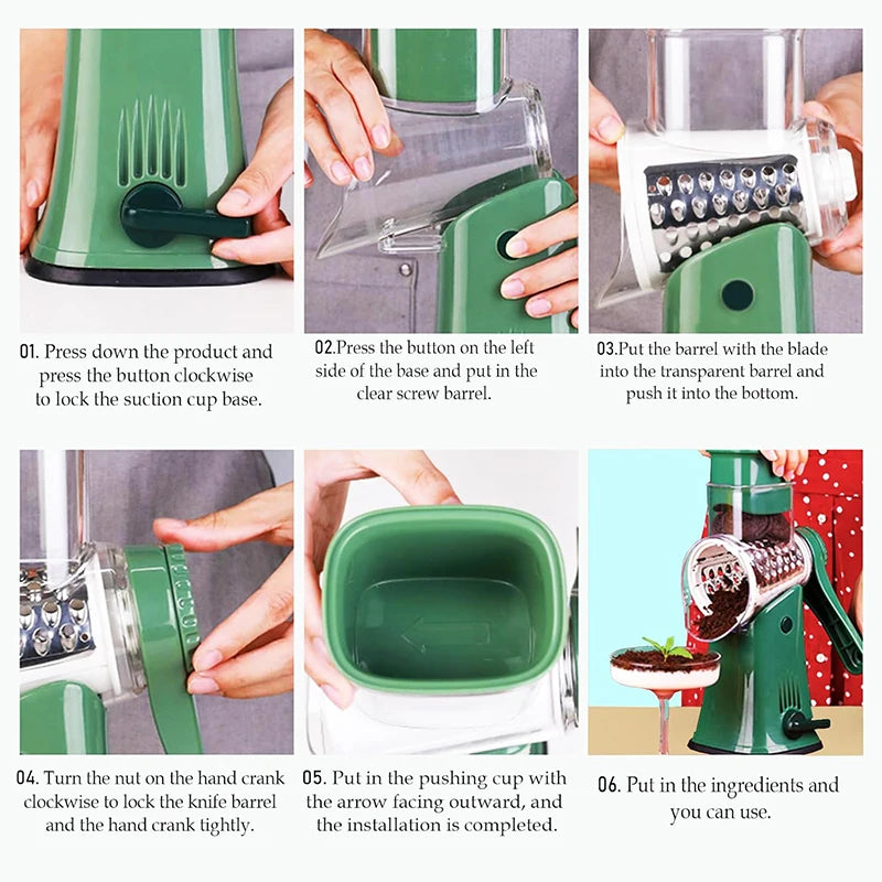5 in 1 Rotary Cheese Grater Shredder Kitchen Mandoline Chopper