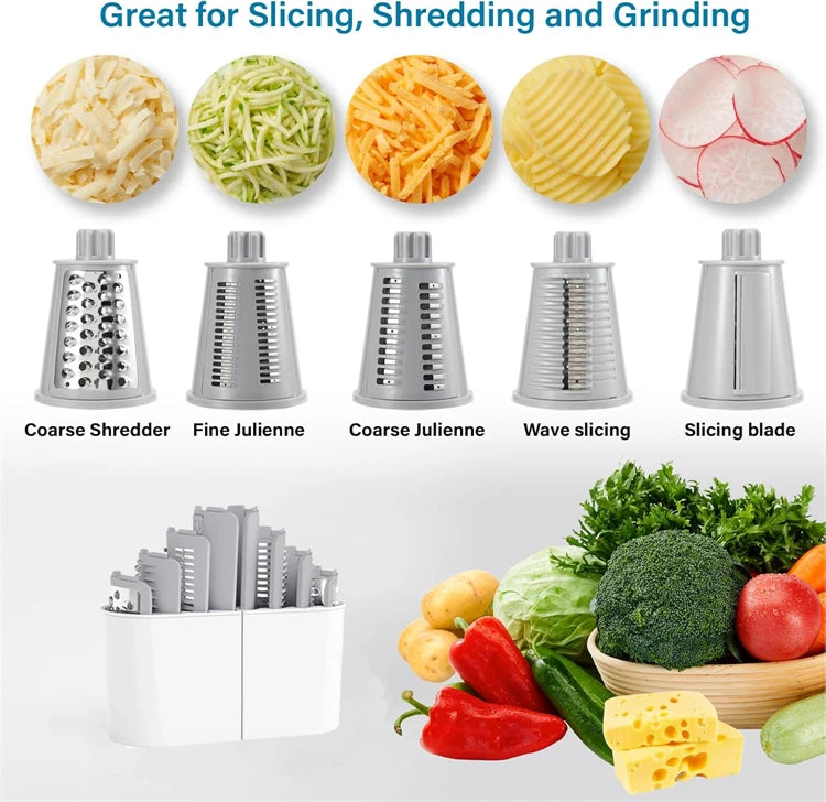 5 in 1 Rotary Cheese Grater Shredder Kitchen Mandoline Chopper