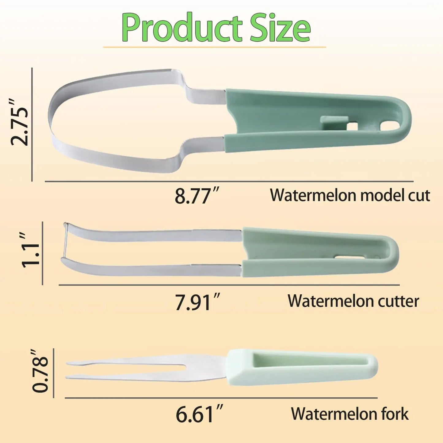 3-in-1 Watermelon Fork Slicer Cutter Stainless Steel