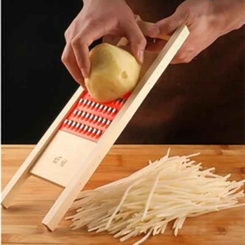 Wooden Potato Grid Slicer Vegetable Grater Corrugated Net Chopper Cutter
