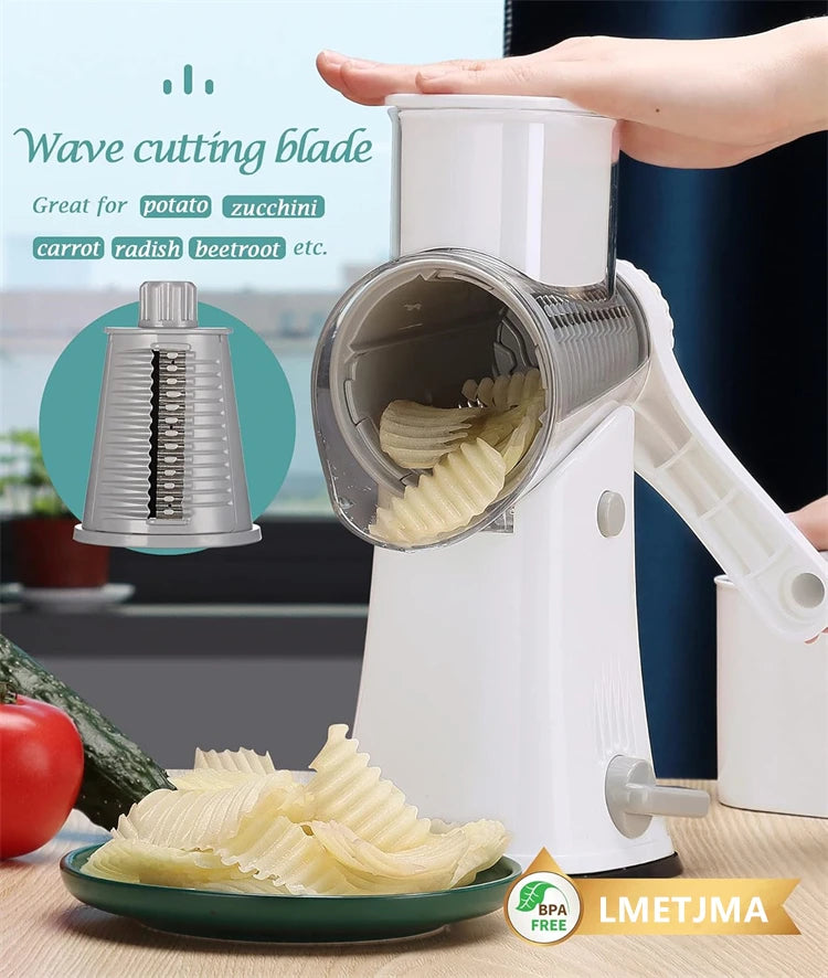 5 in 1 Rotary Cheese Grater Shredder Kitchen Mandoline Chopper
