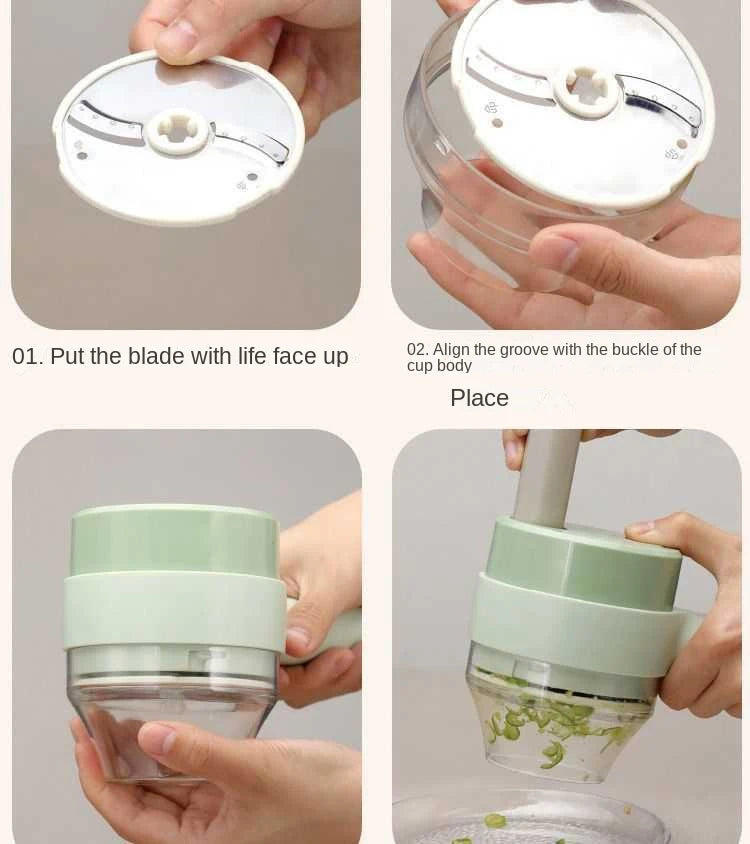 4in1 Handheld Electric Vegetable Cutter Set Wireless