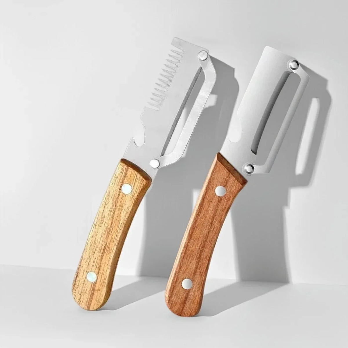 2PC Set Kitchen Peeler Stainless Steel Vegetable Peeler Wooden Handle