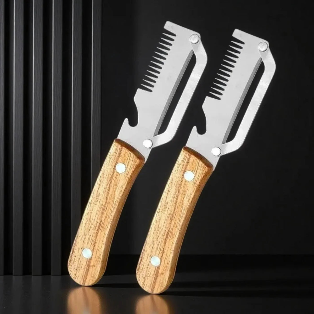 2PC Set Kitchen Peeler Stainless Steel Vegetable Peeler Wooden Handle