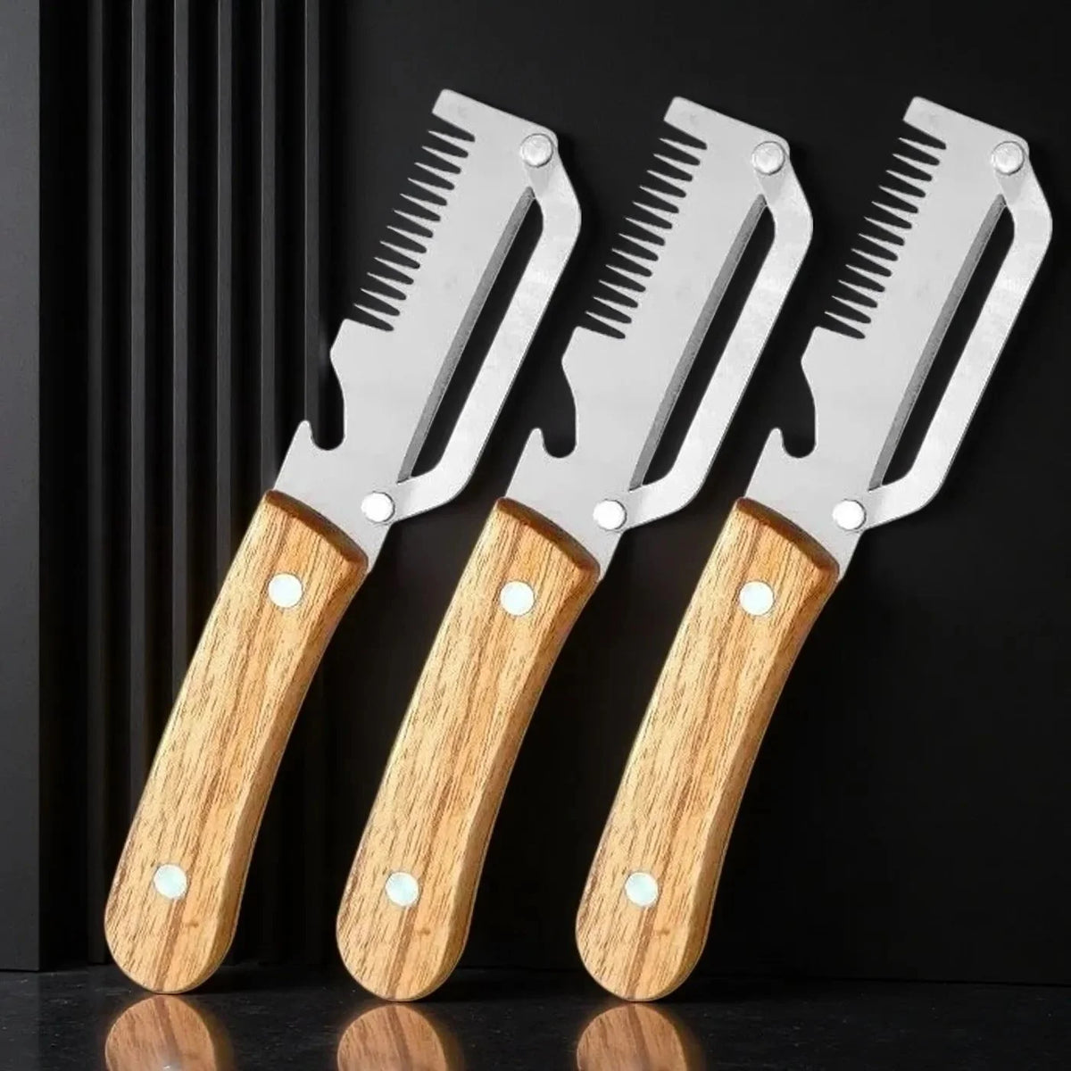 2PC Set Kitchen Peeler Stainless Steel Vegetable Peeler Wooden Handle