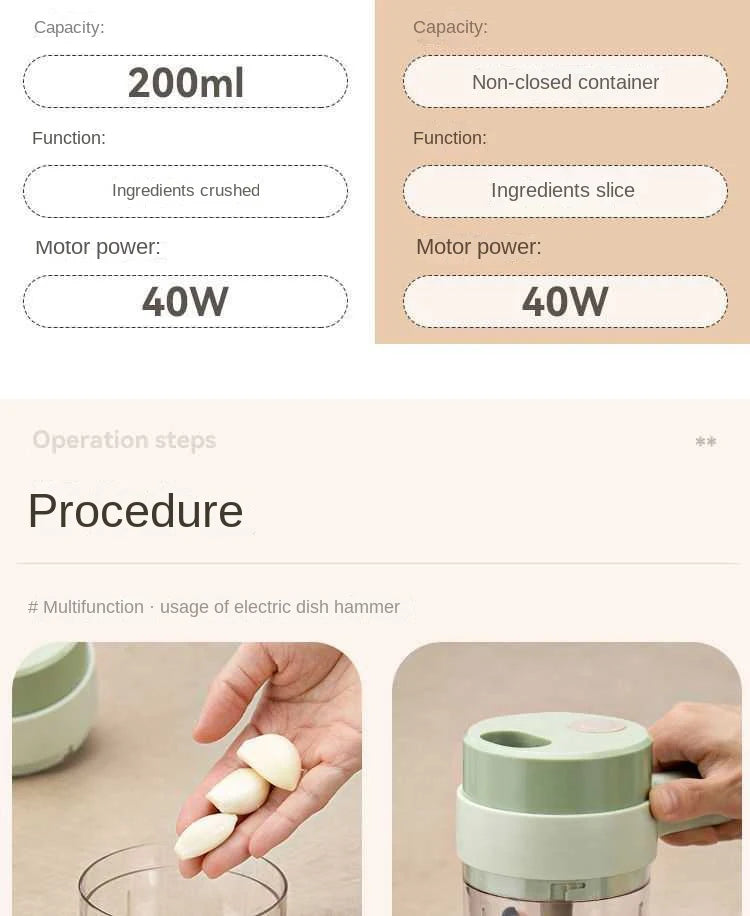 4in1 Handheld Electric Vegetable Cutter Set Wireless