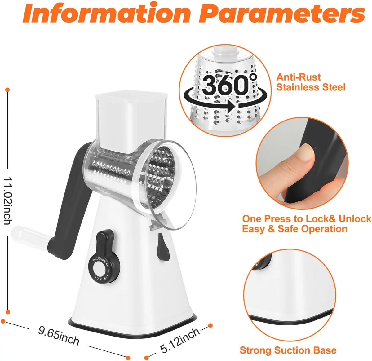 Multi-Purpose Rotary Graters Kitchen Vegetable Slicer