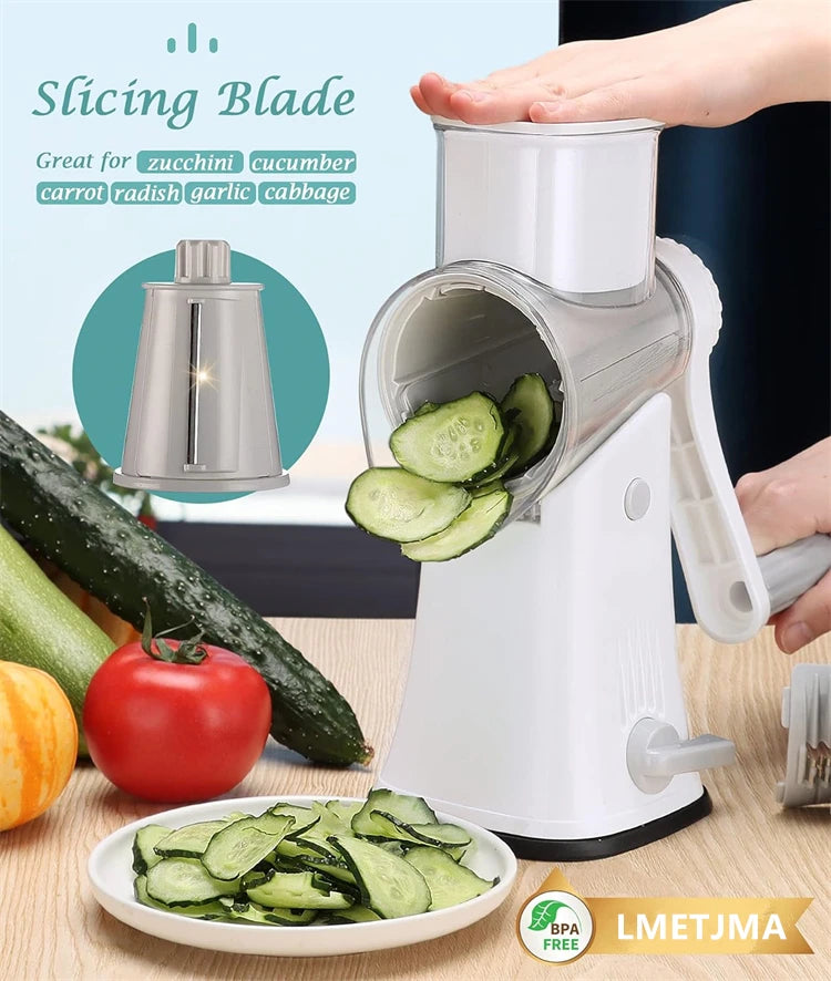 5 in 1 Rotary Cheese Grater Shredder Kitchen Mandoline Chopper