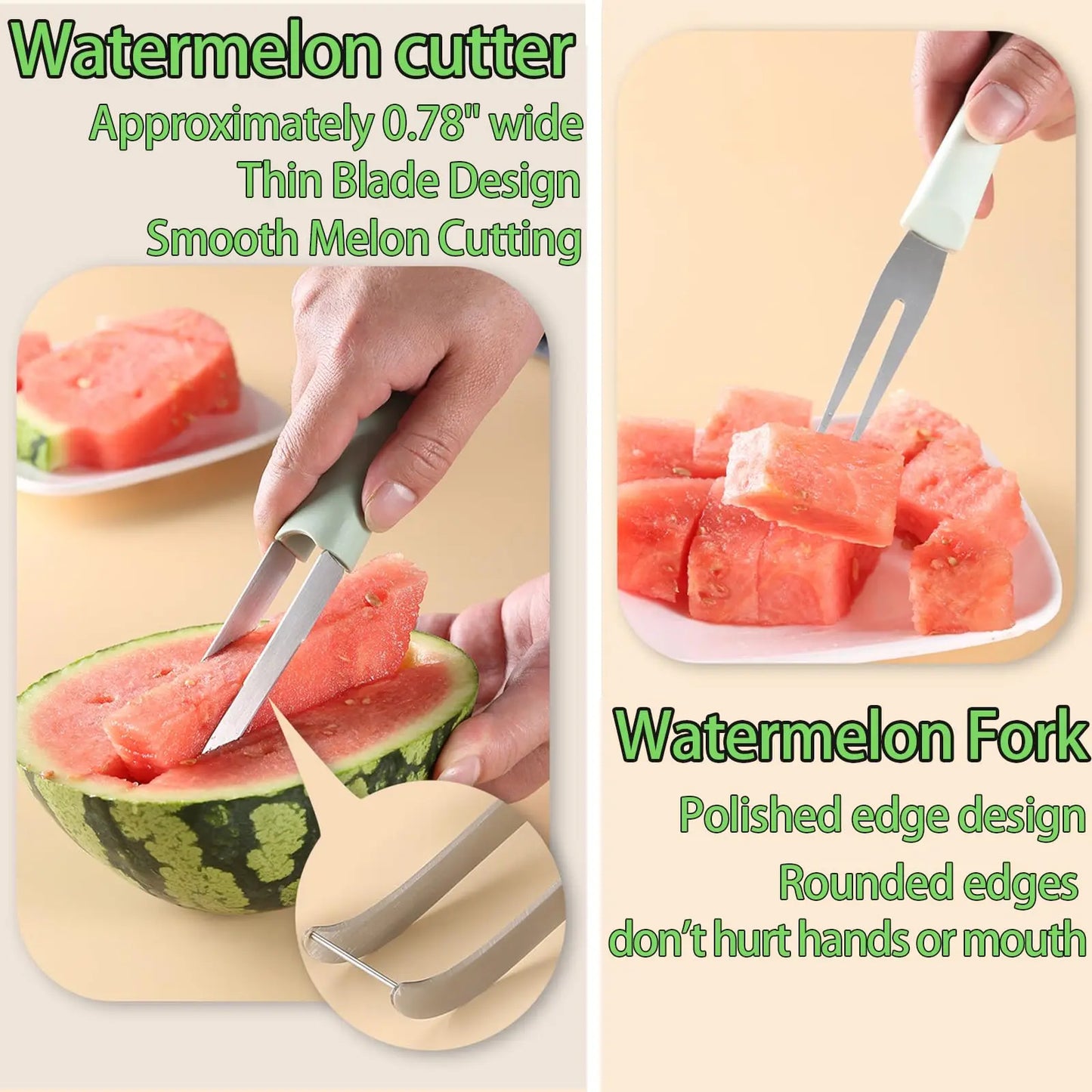 3-in-1 Watermelon Fork Slicer Cutter Stainless Steel