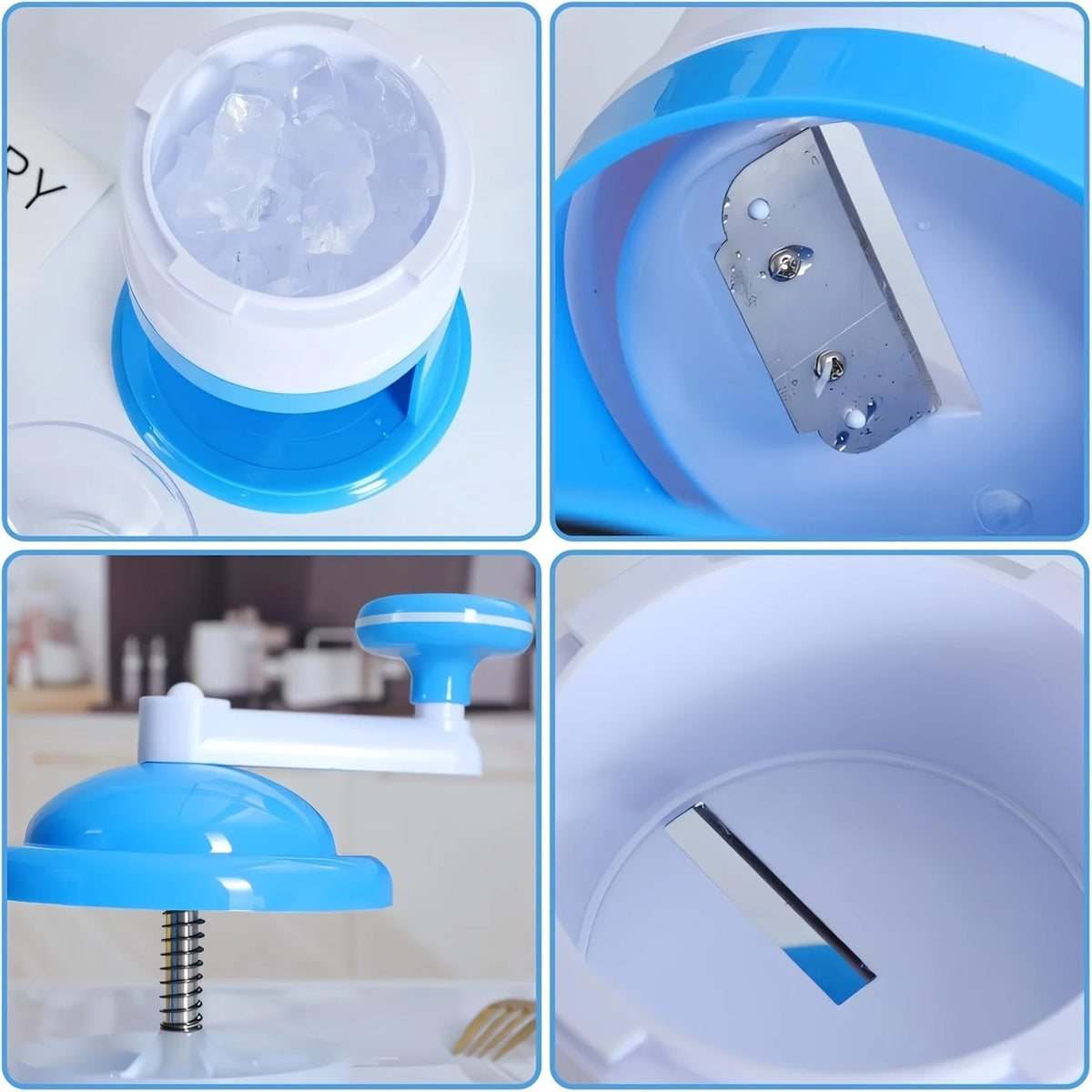 Hand Crank Ice Shaver Machine - Snow Cone Crusher & Slushy