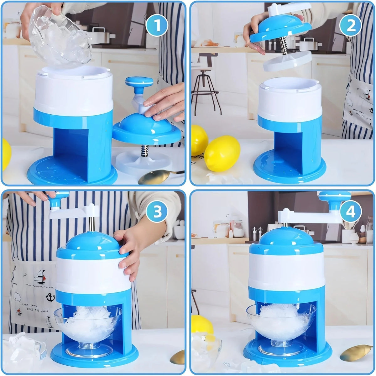 Hand Crank Ice Shaver Machine - Snow Cone Crusher & Slushy