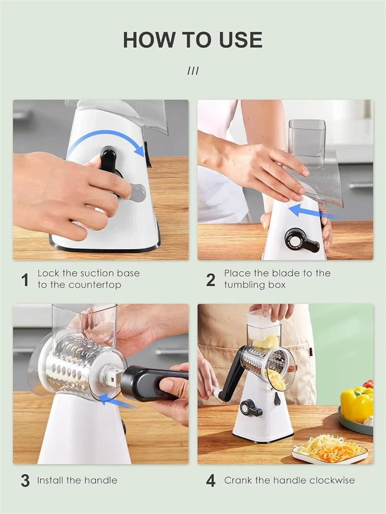 Multi-Purpose Rotary Graters Kitchen Vegetable Slicer