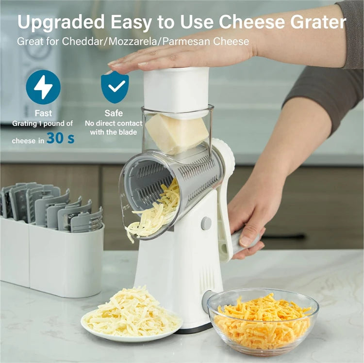 5 in 1 Rotary Cheese Grater Shredder Kitchen Mandoline Chopper