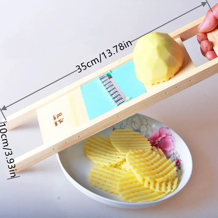 Wooden Potato Grid Slicer Vegetable Grater Corrugated Net Chopper Cutter