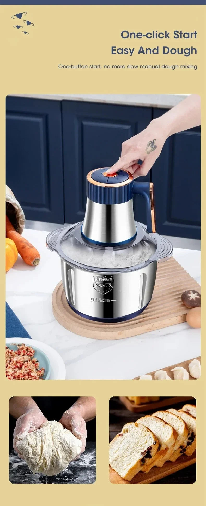 Electric Meat Grinder 5L Stainless Steel Meat Mincer