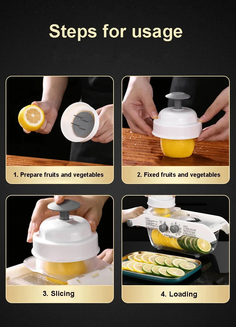 Multifunctional Lemon Slicer Vegetable Grater With Basket