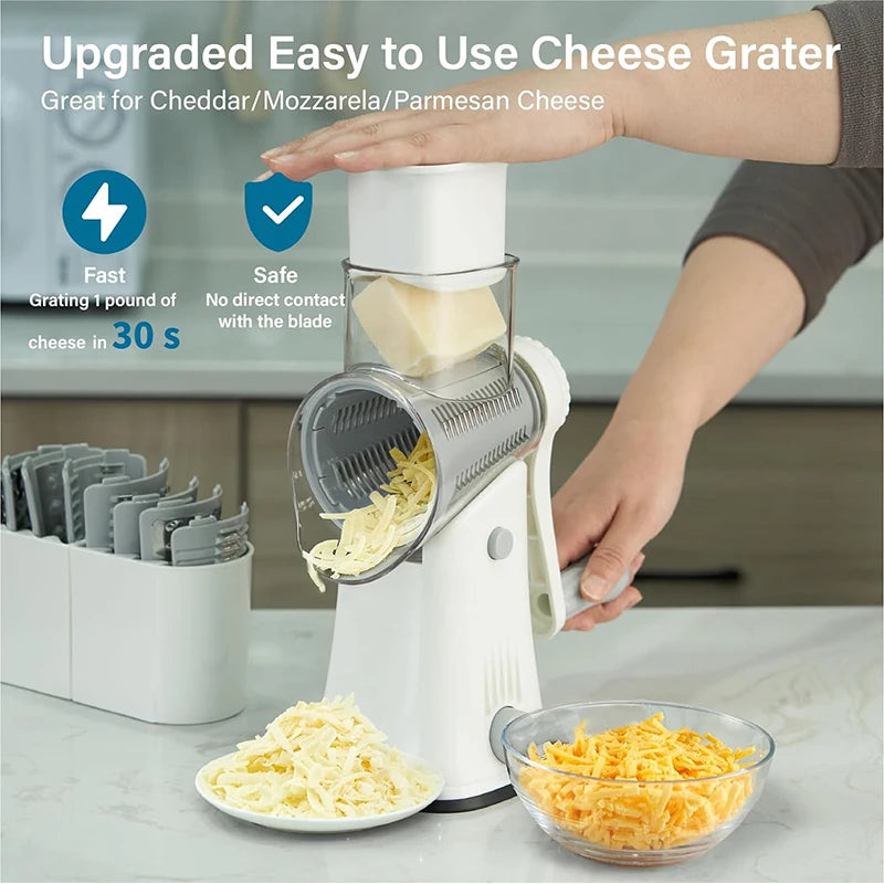 5 in 1 Rotary Cheese Grater Shredder Kitchen Mandoline Chopper