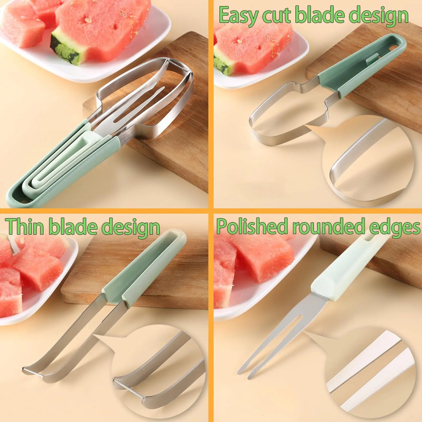 3-in-1 Watermelon Fork Slicer Cutter Stainless Steel