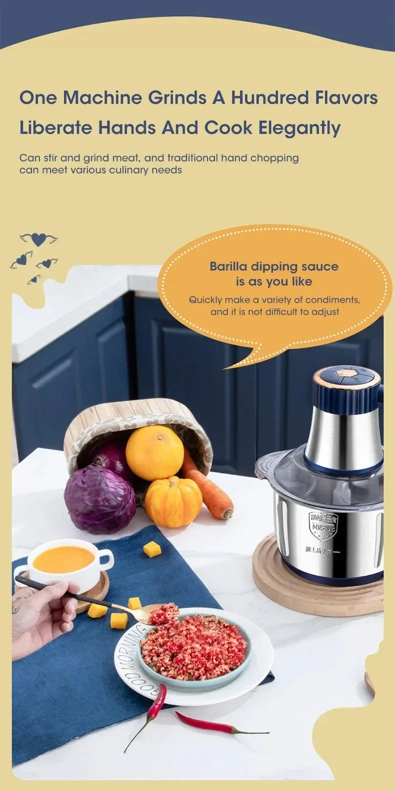Electric Meat Grinder 5L Stainless Steel Meat Mincer