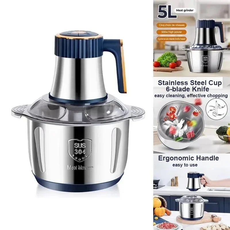 Electric Meat Grinder 5L Stainless Steel Meat Mincer