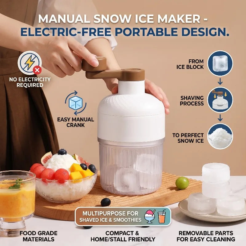 Small Manual Shaved Ice Machine Food Grade Hand Cranked Ice Crusher