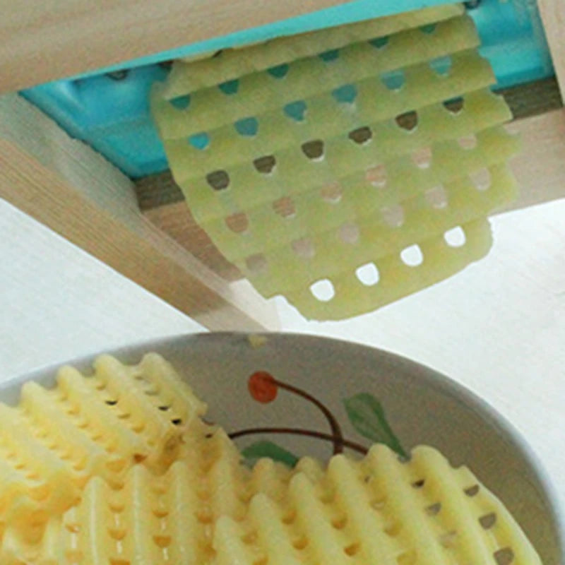 Wooden Potato Grid Slicer Vegetable Grater Corrugated Net Chopper Cutter