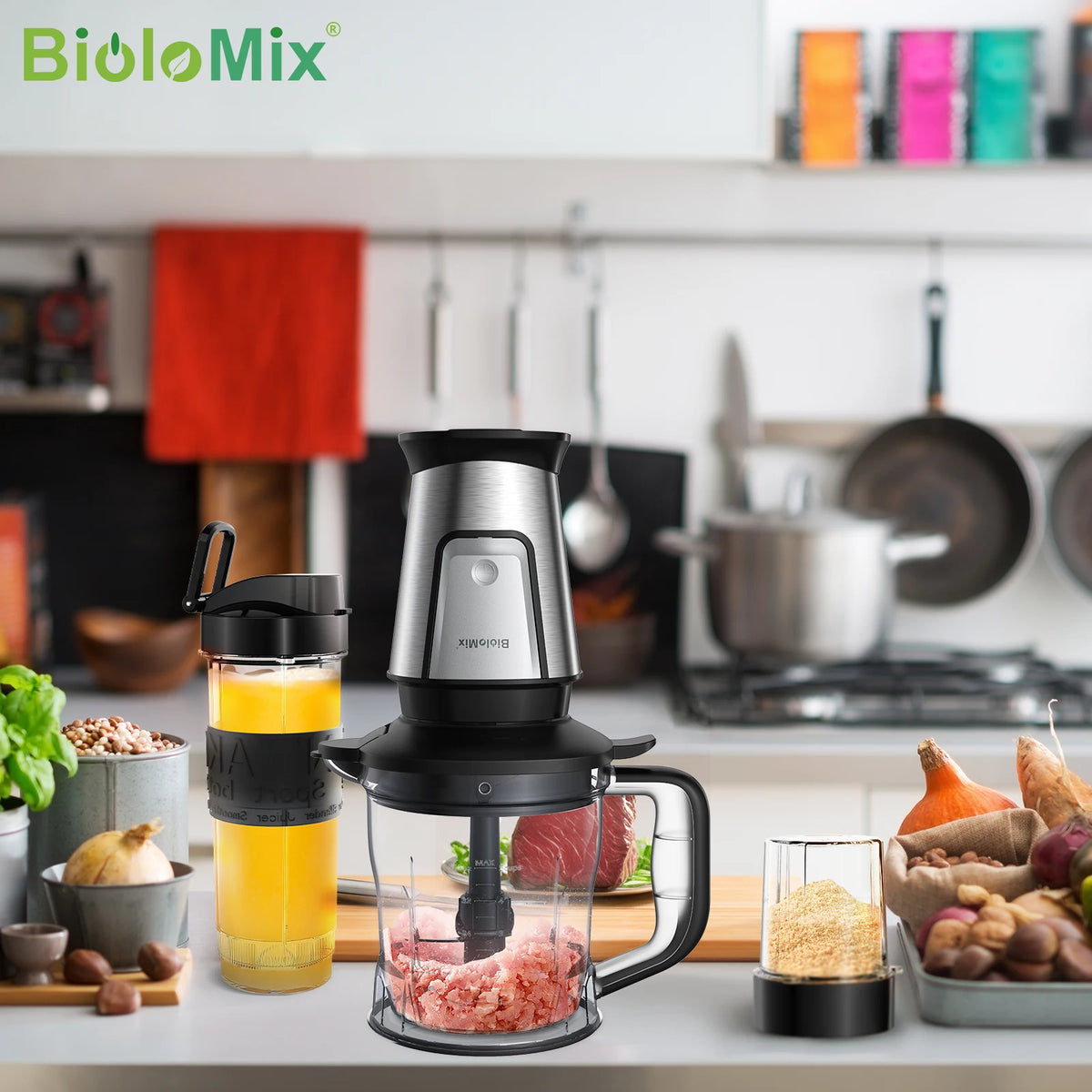 3-in-1 Multifunctional Food Processor 700W Portable Juicer Blender