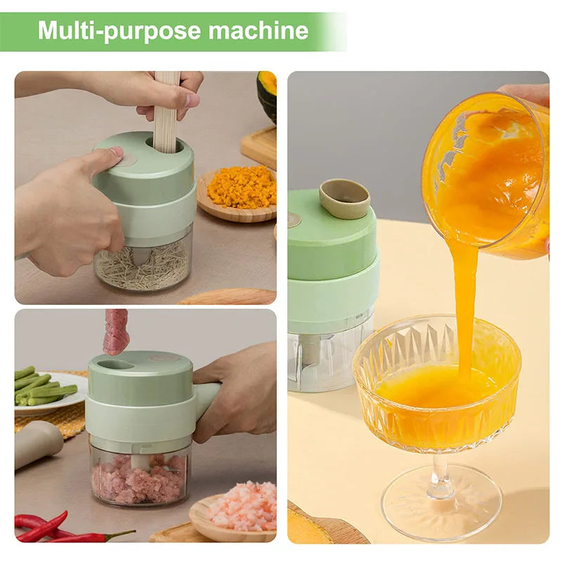 4in1 Handheld Electric Vegetable Cutter Set Wireless