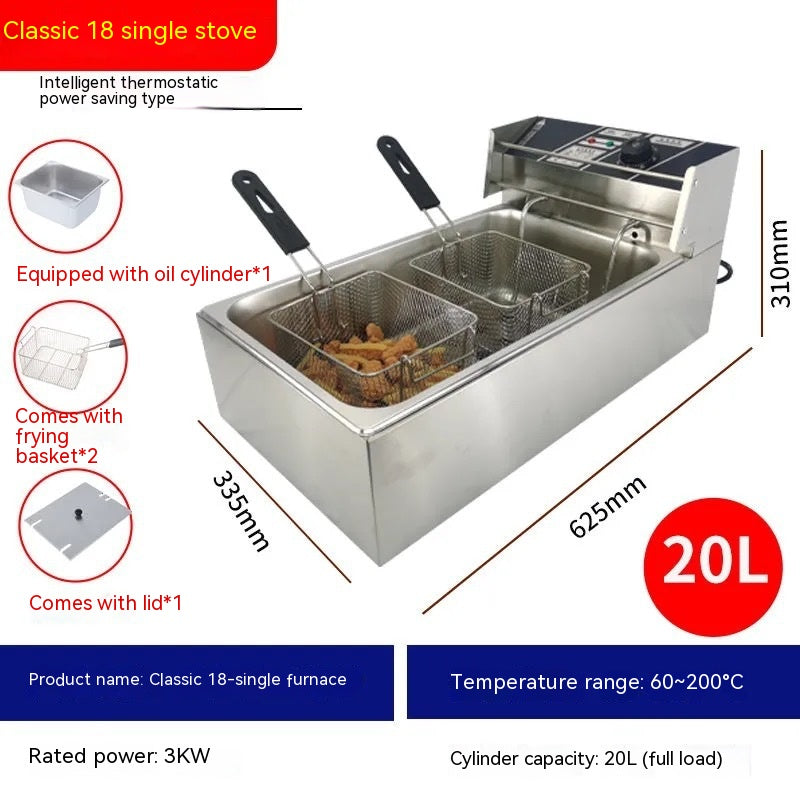 Commercial Stainless Steel Deep Frying Pan Temperature Control Large Capacity