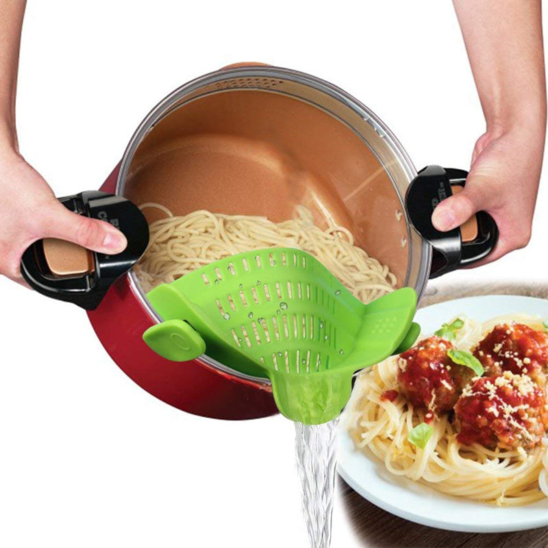 Universal Silicone Clip-on Pan Pot Strainer Anti-spill Pasta