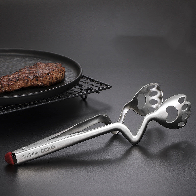 Stainless Steel Food Tongs Bread Barbecue Steak With Vegetables