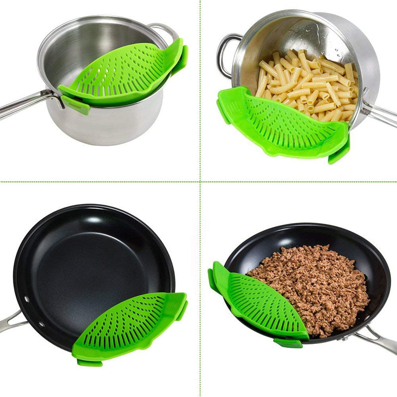 Universal Silicone Clip-on Pan Pot Strainer Anti-spill Pasta