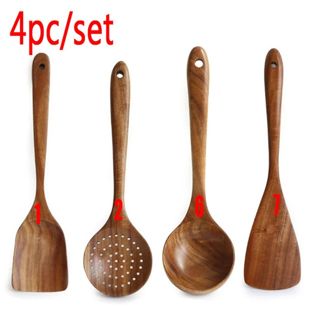 Teak natural wood tableware spoon colander