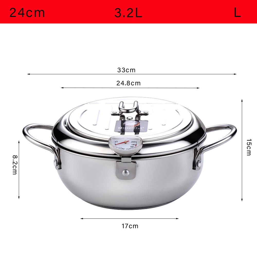 Deep Fryer With Thermometer and Lid