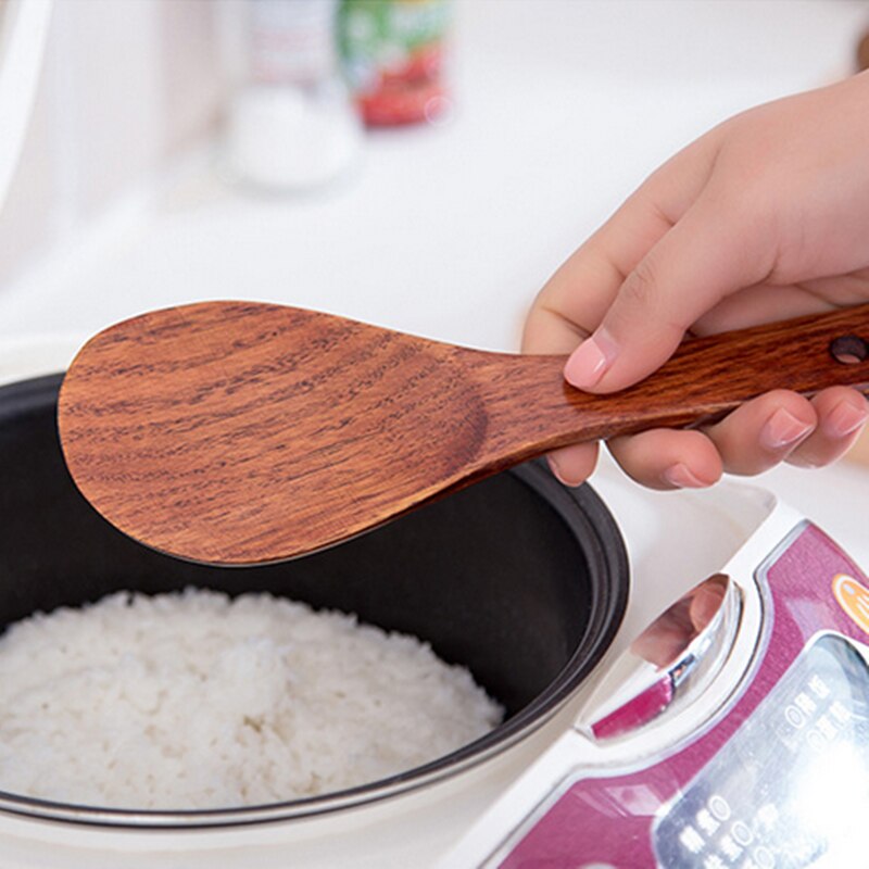 Kitchen Turner Spatula Rice Spoon Long Wooden