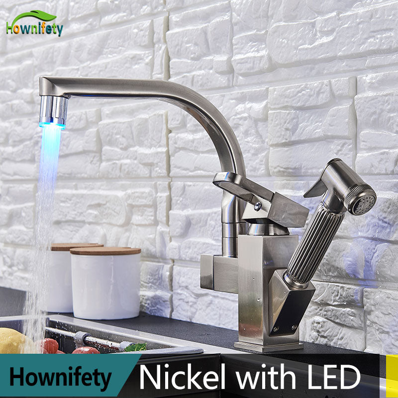 LED or Not Black Kitchen Faucet Pull Out Bidet