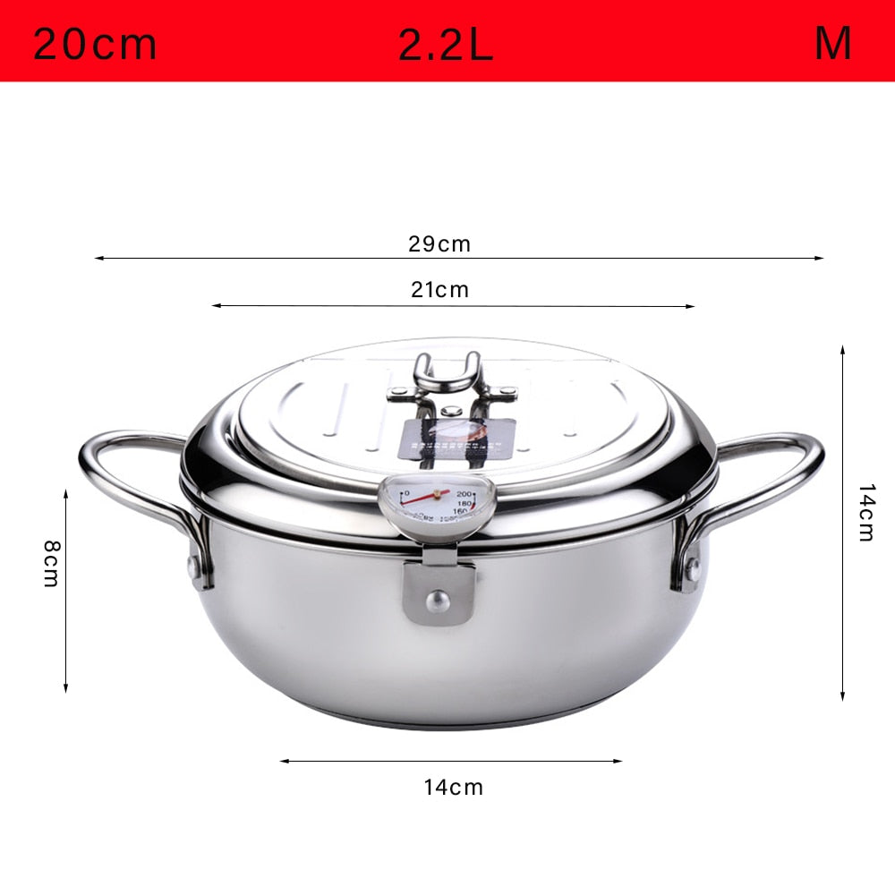 Deep Fryer With Thermometer and Lid