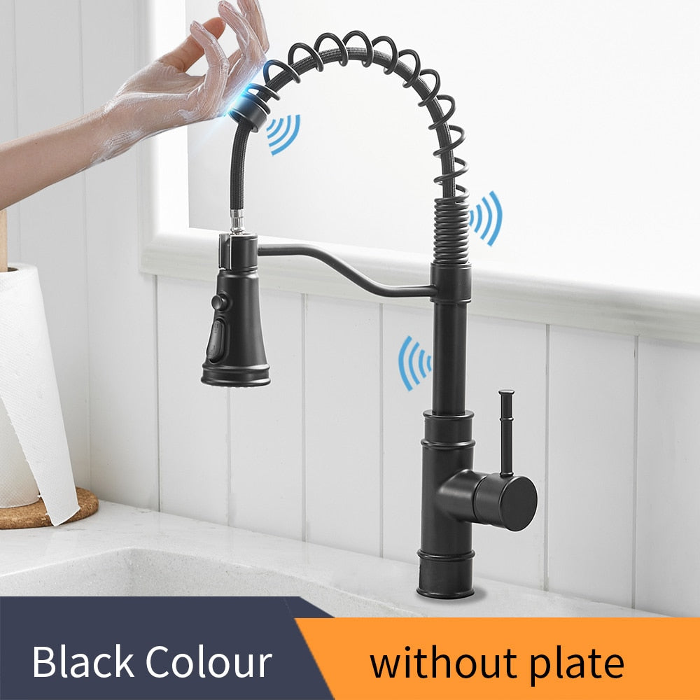 Sensor Kitchen Faucets Brushed Gold Smart Touch