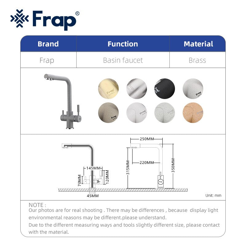 Frap Black Kitchen Sink Faucet Mixer