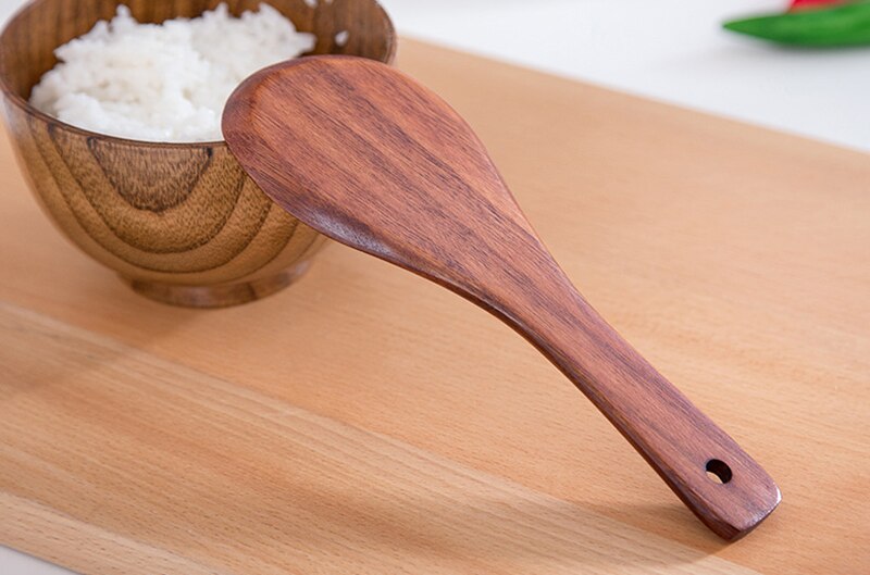 Kitchen Turner Spatula Rice Spoon Long Wooden