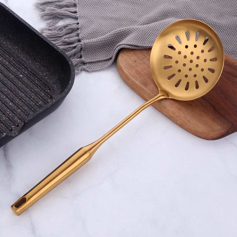 CookwarLong Handle Set Gold Cooking Utensils