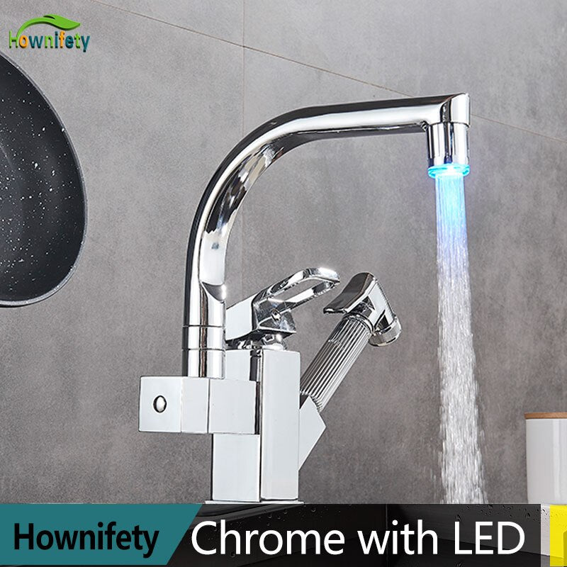 LED or Not Black Kitchen Faucet Pull Out Bidet