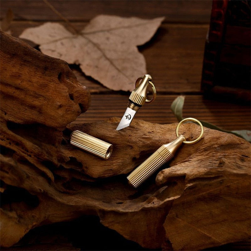 Mini Brass Capsule Pocket Knife